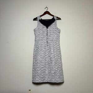 Loft Ann Taylor Sheath Tweed Dress Women 6 Formal Chic SLeeveless Grey White